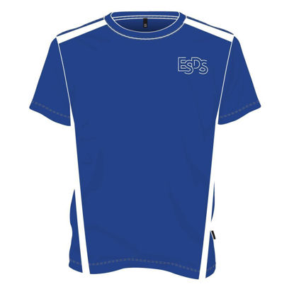 Image de T-shirt col rond deux tons - Education physique (Bleu royal et blanc)